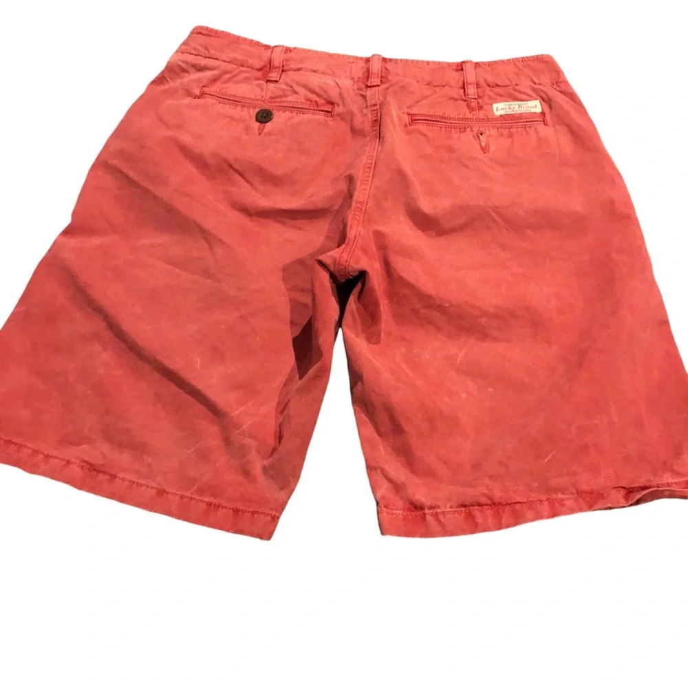 Men's Lucky Brand Red Cotton Faded Wood Grain‎ Button Cargo  Size 31